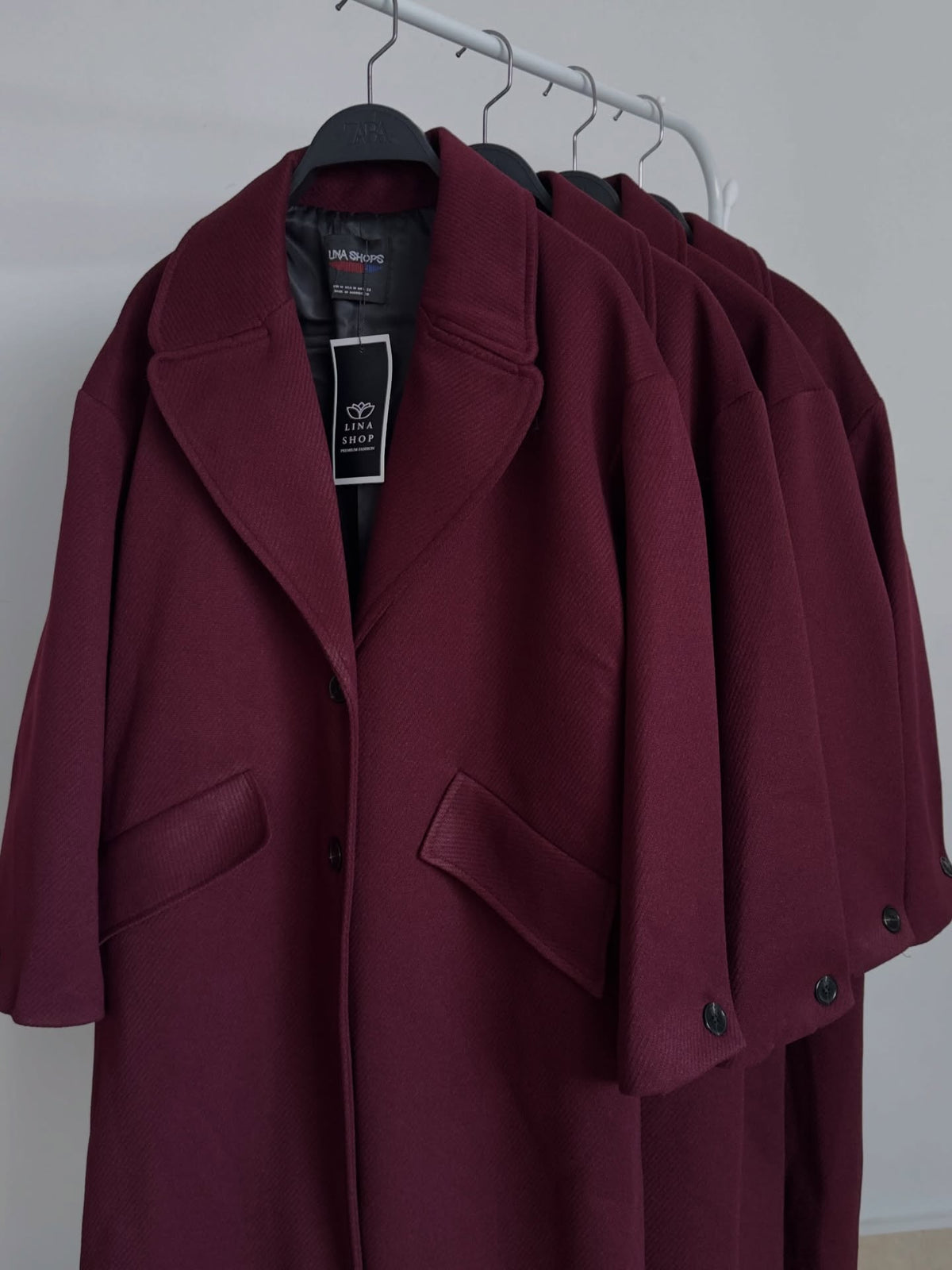 Burgundy Diagonal Cashmere Coat