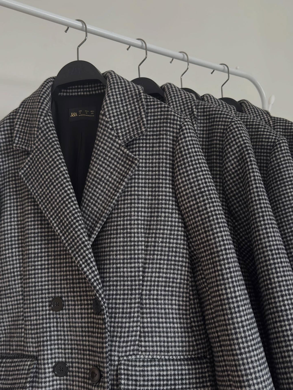 Long Houndstooth Check Coat