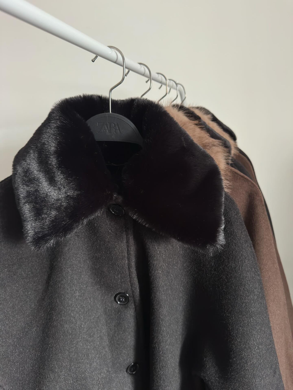 Short Coat with Fur Collar