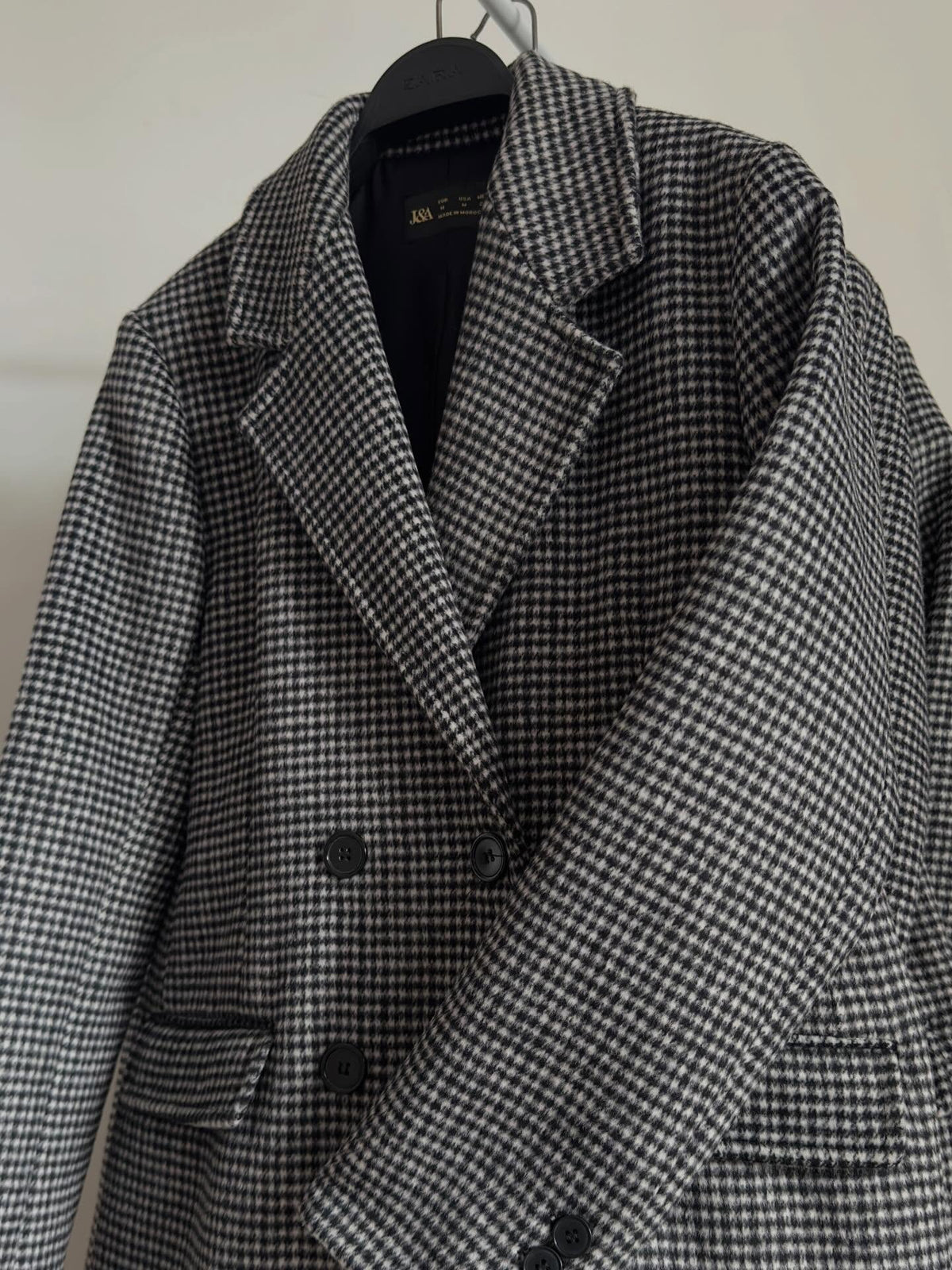Long Houndstooth Check Coat
